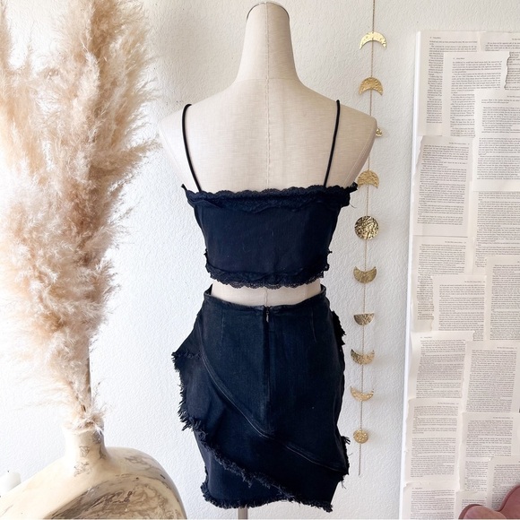 ZARA Trafaluc Black Frayed Zipper Denim Mini Skirt - Picture 11 of 16